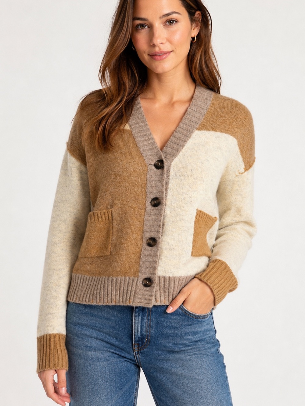 Aqua Bloomingdale’s Oversized Colorblock Women’s Cardigan Sz XS